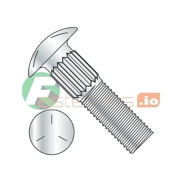 Newport Fasteners Carriage Bolt, Ribbed Neck, 3/8"-16, 2 in L, Steel, Grade 5, Zinc Plated, 500 PK 967346 - main